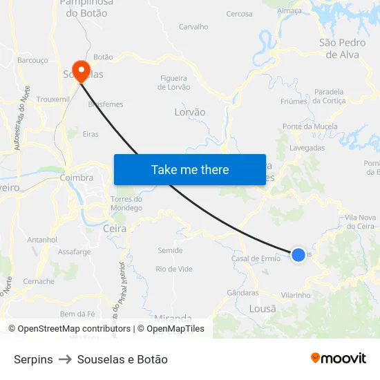 Serpins to Souselas e Botão map