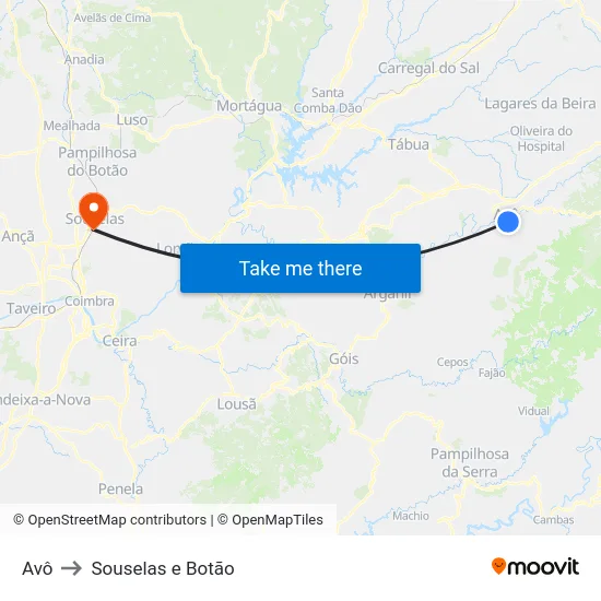 Avô to Souselas e Botão map
