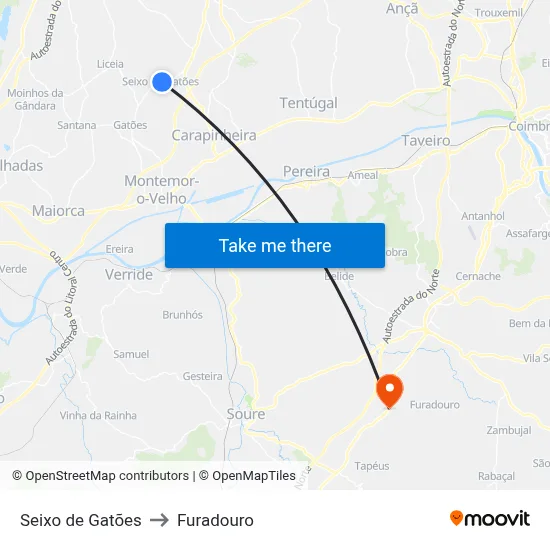 Seixo de Gatões to Furadouro map