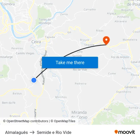 Almalaguês to Semide e Rio Vide map