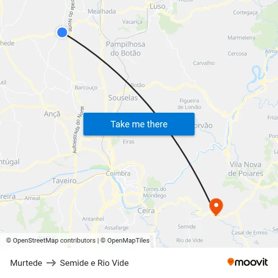 Murtede to Semide e Rio Vide map