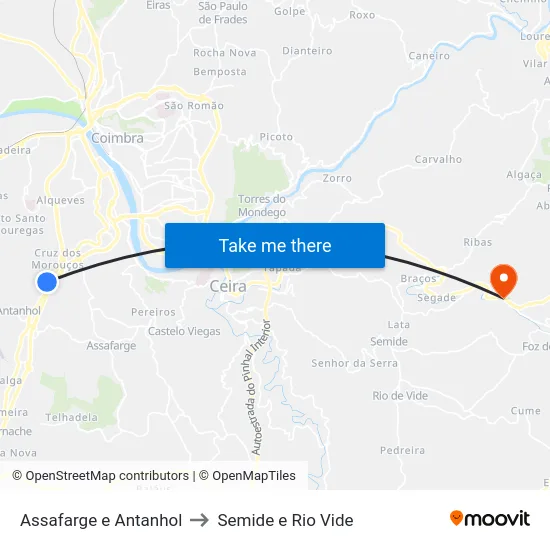 Assafarge e Antanhol to Semide e Rio Vide map