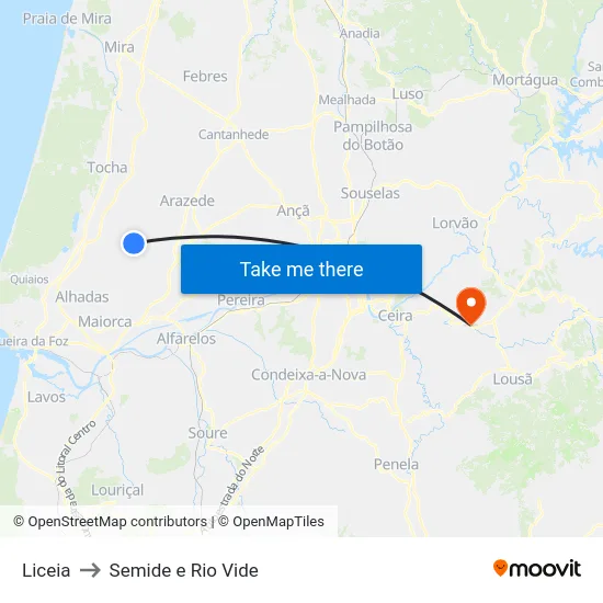 Liceia to Semide e Rio Vide map