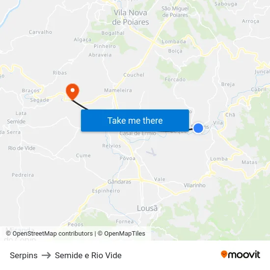 Serpins to Semide e Rio Vide map