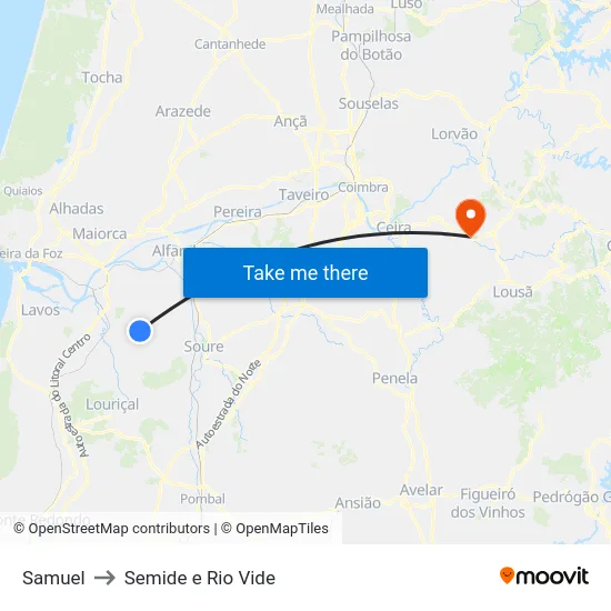 Samuel to Semide e Rio Vide map