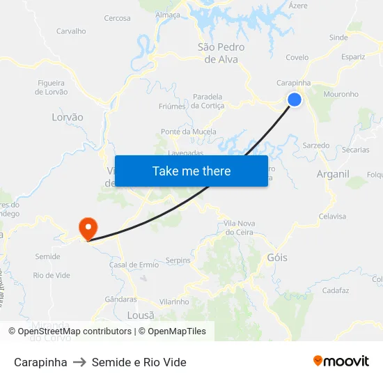Carapinha to Semide e Rio Vide map