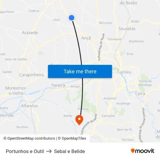 Portunhos e Outil to Sebal e Belide map