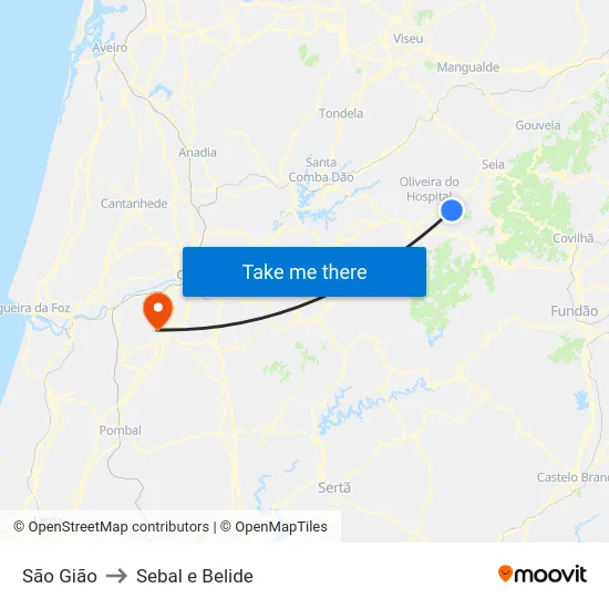 São Gião to Sebal e Belide map