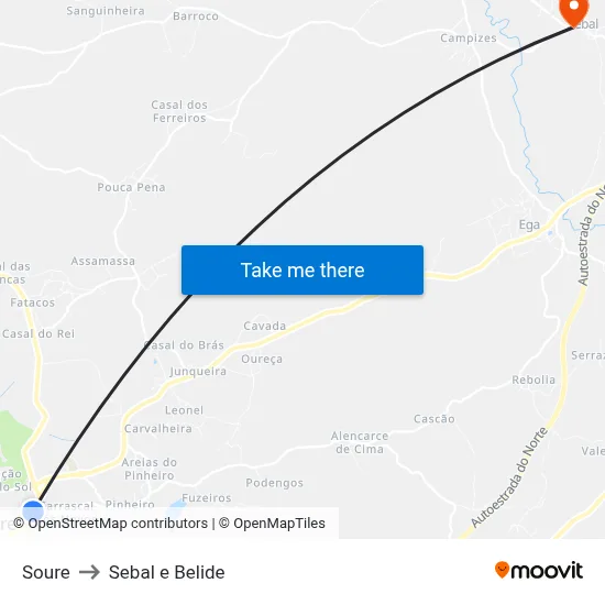 Soure to Sebal e Belide map