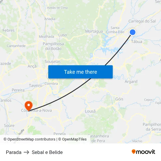 Parada to Sebal e Belide map