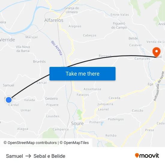 Samuel to Sebal e Belide map