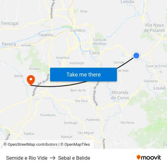 Semide e Rio Vide to Sebal e Belide map