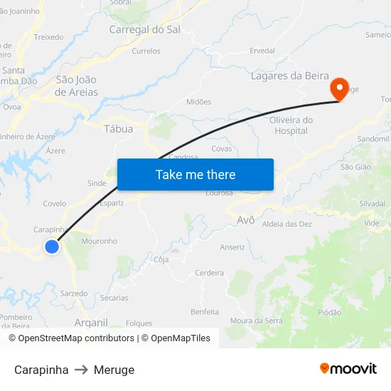 Carapinha to Meruge map