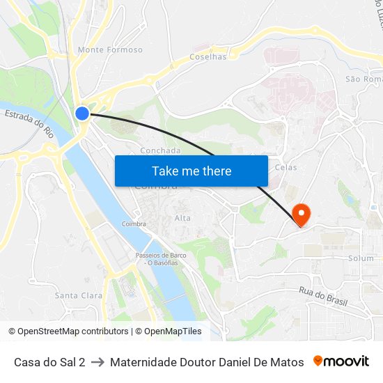 Casa do Sal 2 to Maternidade Doutor Daniel De Matos map