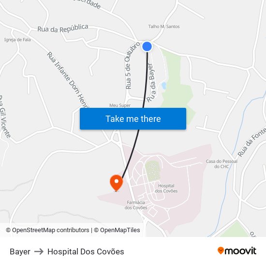 Bayer to Hospital Dos Covões map