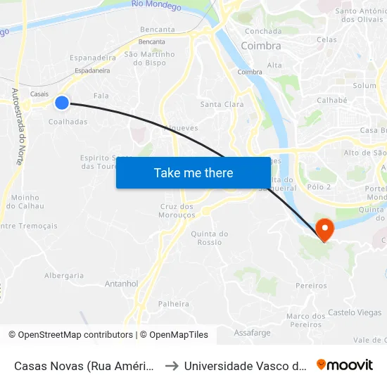 Casas Novas (Rua Américo Dinis) to Universidade Vasco da Gama map
