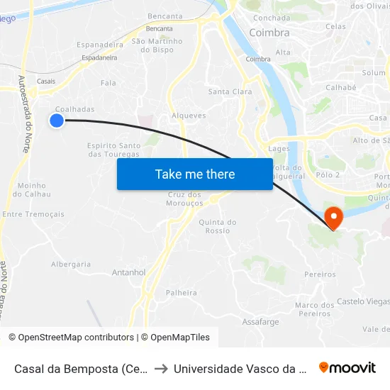 Casal da Bemposta (Centro) to Universidade Vasco da Gama map