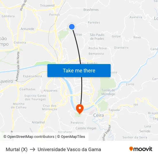 Murtal (X) to Universidade Vasco da Gama map