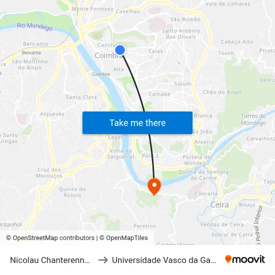 Nicolau Chanterenne 3 to Universidade Vasco da Gama map