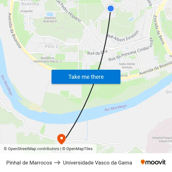Pinhal de Marrocos to Universidade Vasco da Gama map