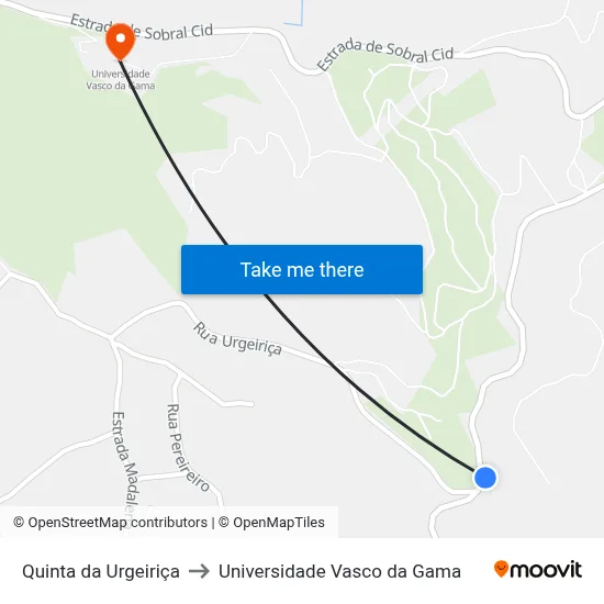 Quinta da Urgeiriça to Universidade Vasco da Gama map