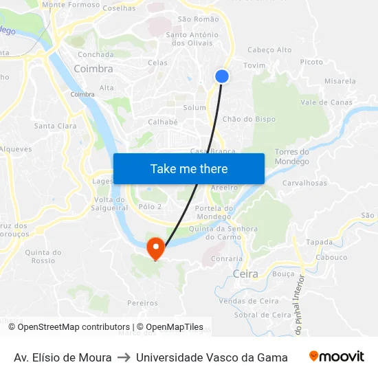Av. Elísio de Moura to Universidade Vasco da Gama map