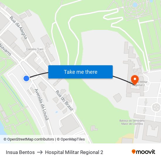 Insua Bentos to Hospital Militar Regional 2 map