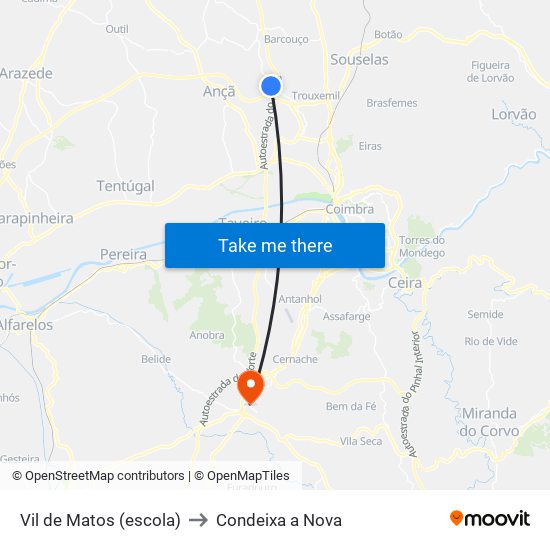 Vil de Matos (escola) to Condeixa a Nova map