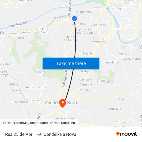 Rua 25 de Abril to Condeixa a Nova map