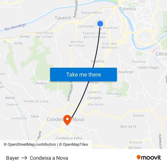 Bayer to Condeixa a Nova map