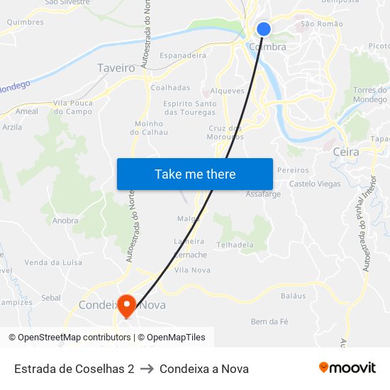 Estrada de Coselhas 2 to Condeixa a Nova map
