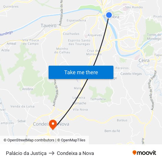 Palácio da Justiça to Condeixa a Nova map