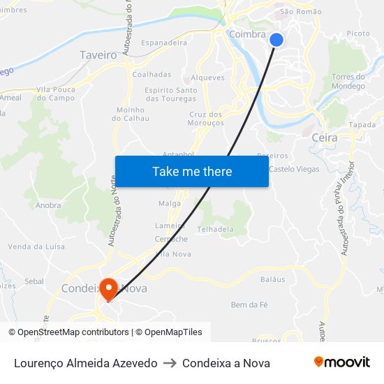 Lourenço Almeida Azevedo to Condeixa a Nova map