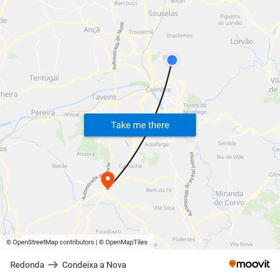 Redonda to Condeixa a Nova map