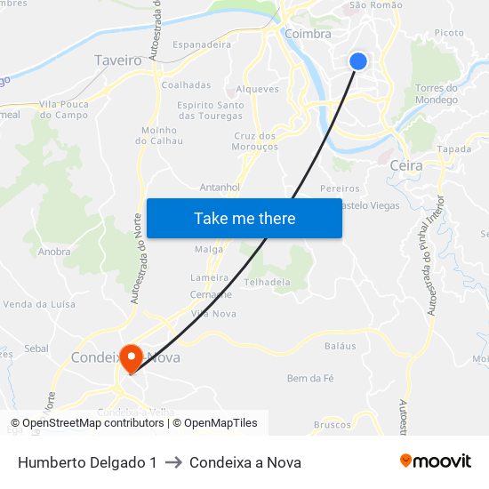 Humberto Delgado 1 to Condeixa a Nova map