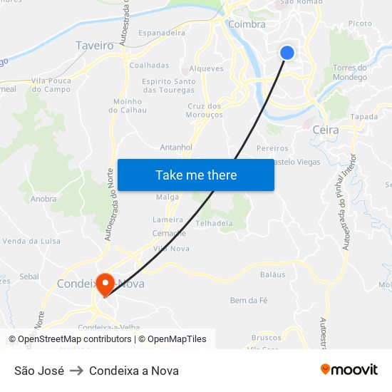 São José to Condeixa a Nova map