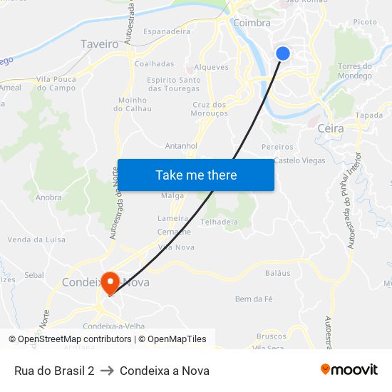 Rua do Brasil 2 to Condeixa a Nova map