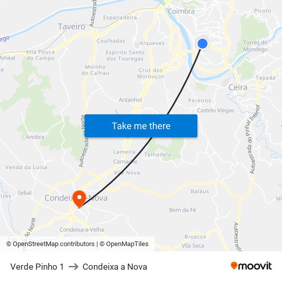 Verde Pinho 1 to Condeixa a Nova map