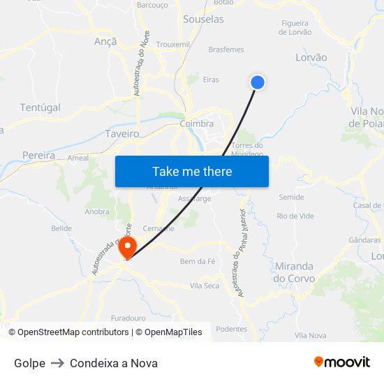 Golpe to Condeixa a Nova map