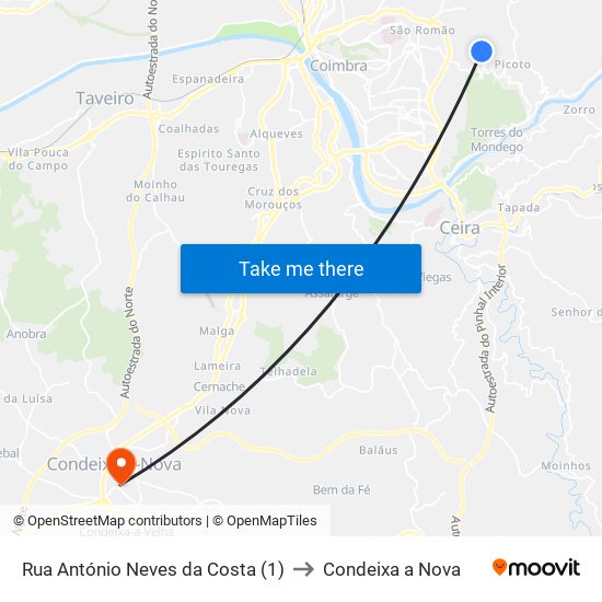 Rua António Neves da Costa (1) to Condeixa a Nova map