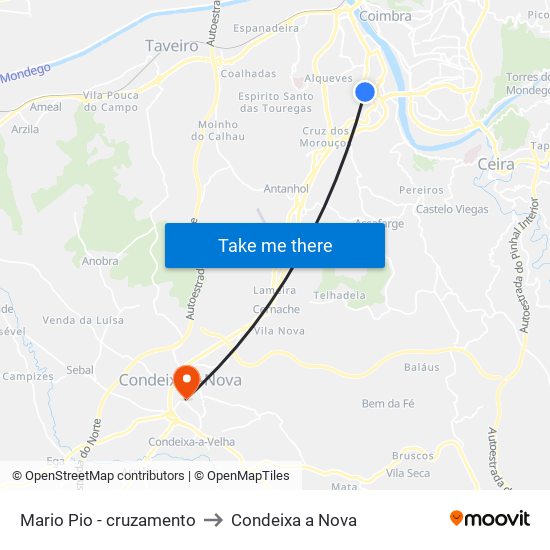 Mario Pio - cruzamento to Condeixa a Nova map