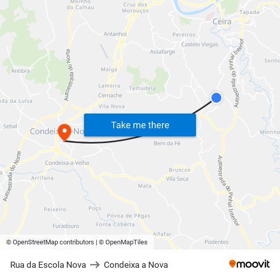 Rua da Escola Nova to Condeixa a Nova map