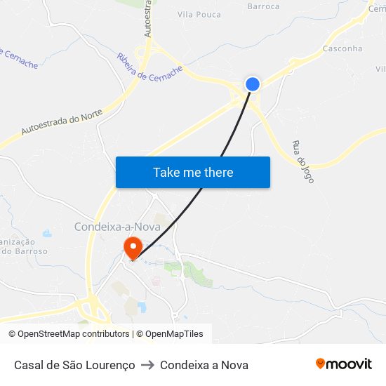 Casal de São Lourenço to Condeixa a Nova map