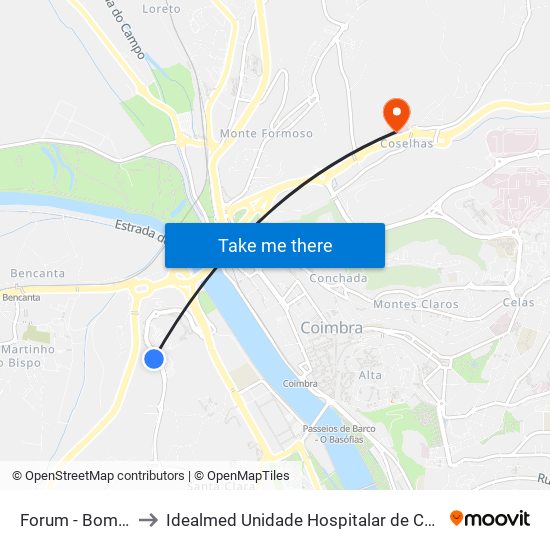 Forum - Bombas to Idealmed Unidade Hospitalar de Coimbra map