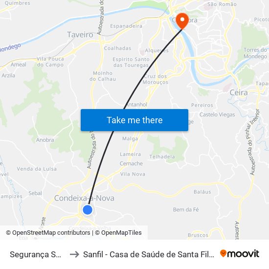 Segurança Social to Sanfil - Casa de Saúde de Santa Filomena map