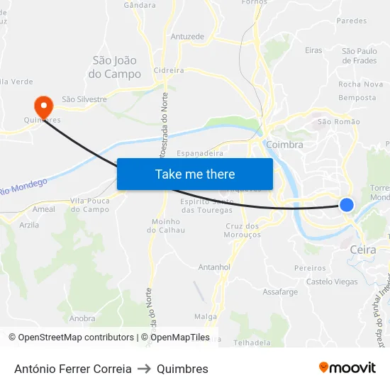 António Ferrer Correia to Quimbres map