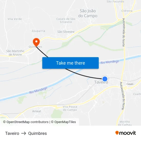 Taveiro to Quimbres map
