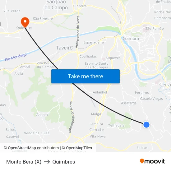 Monte Bera (X) to Quimbres map