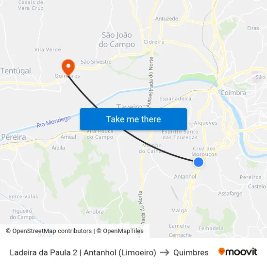 Ladeira da Paula 2 | Antanhol (Limoeiro) to Quimbres map
