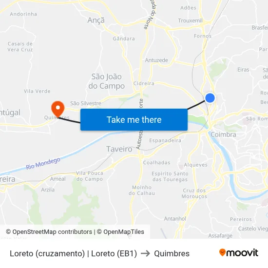 Loreto (cruzamento) | Loreto (EB1) to Quimbres map